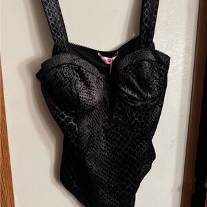 Buddy Love Black Textured Bodysuit